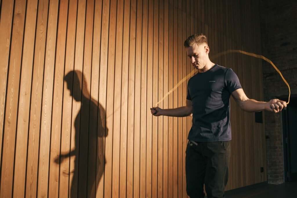 Jump rope benefits: man Jumping ope